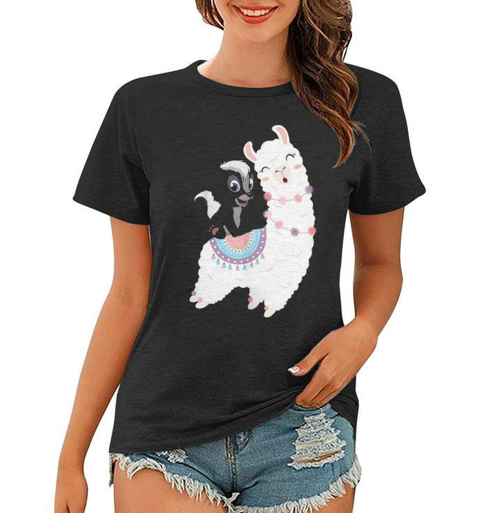 Skunk Riding Llama Funny Skunk Cute Gift Ideas Women T-shirt