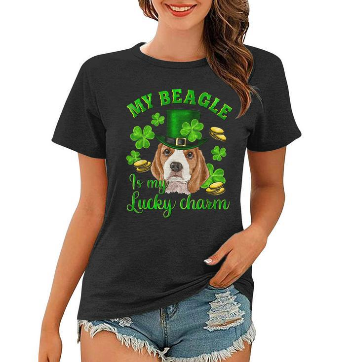 St Patricks Day My Beagle Is My Lucky Charm Shamrock Irish  Women T-shirt