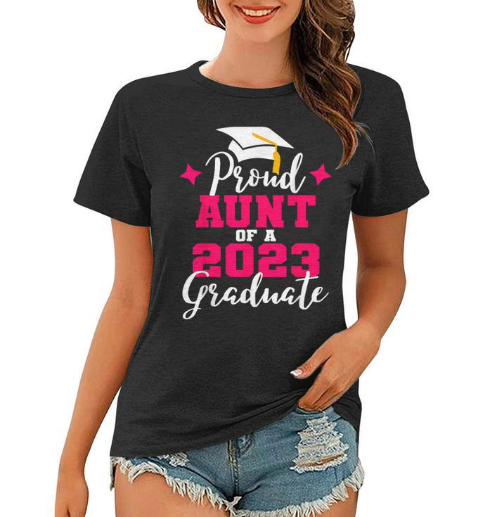 Super Proud Aunt Of 2023 Graduate Awesome Family College  Women T-shirt