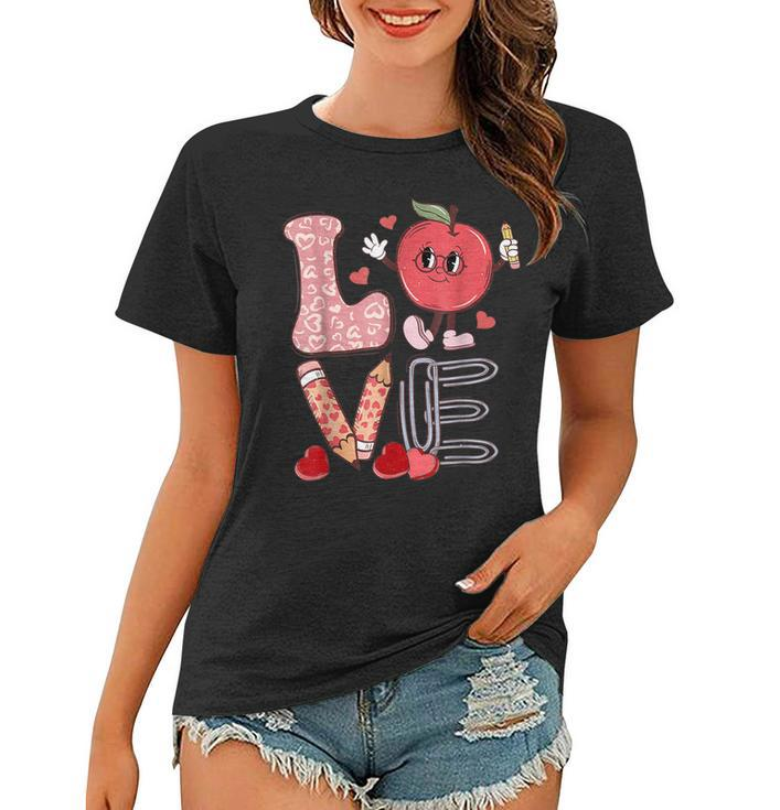 Teacher Love Retro Groovy Teachers Valentines Day  Women T-shirt