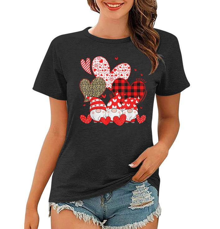 Three Gnomes Holding Hearts Valentines Day Gifts For Her  V2 Women T-shirt