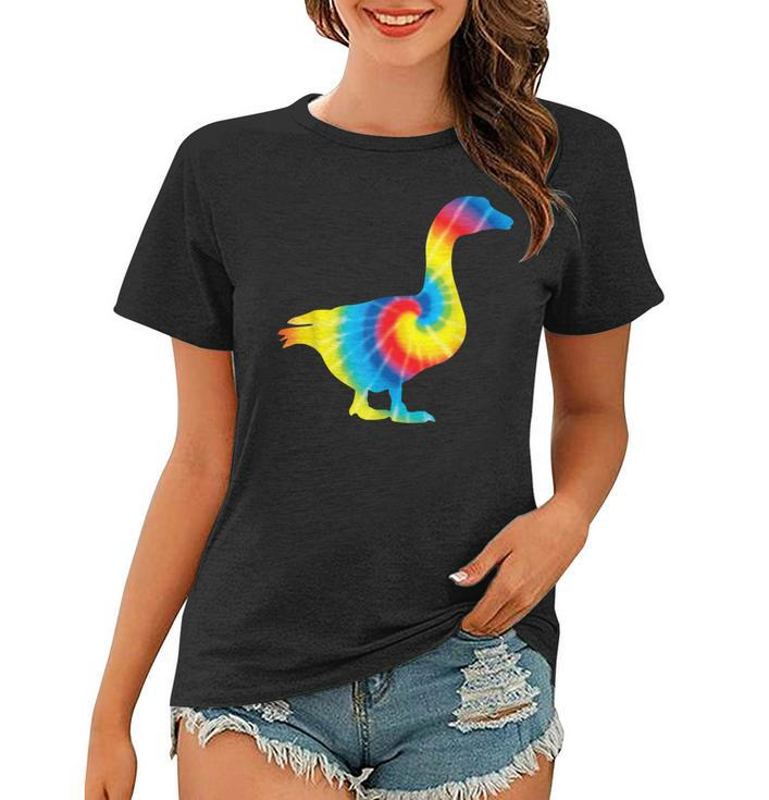 Tie Dye Goose Rainbow Print Waterfowl Hippie Peace Gift  Women T-shirt