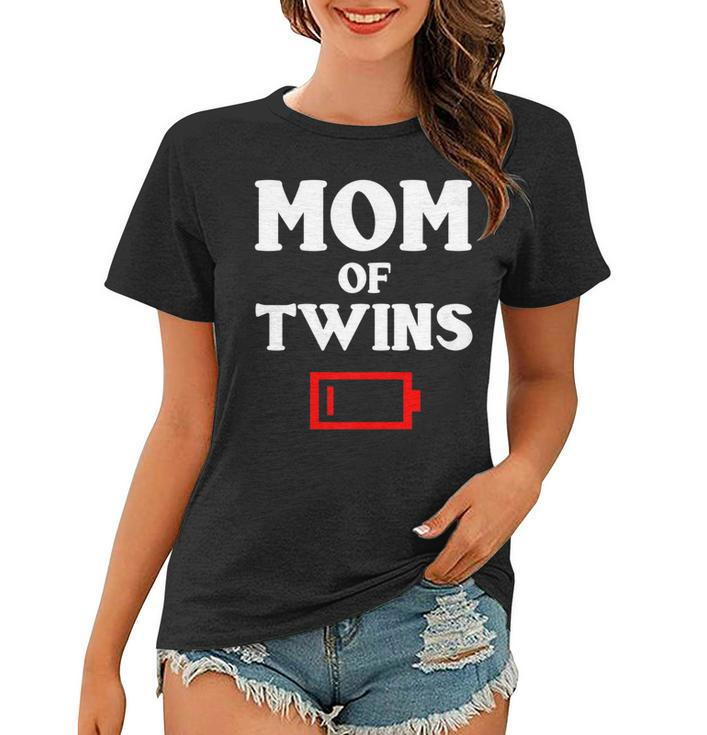 Tired Mom Of Twins Mother Funny Low Battery Mommy Mum Women T-shirt
