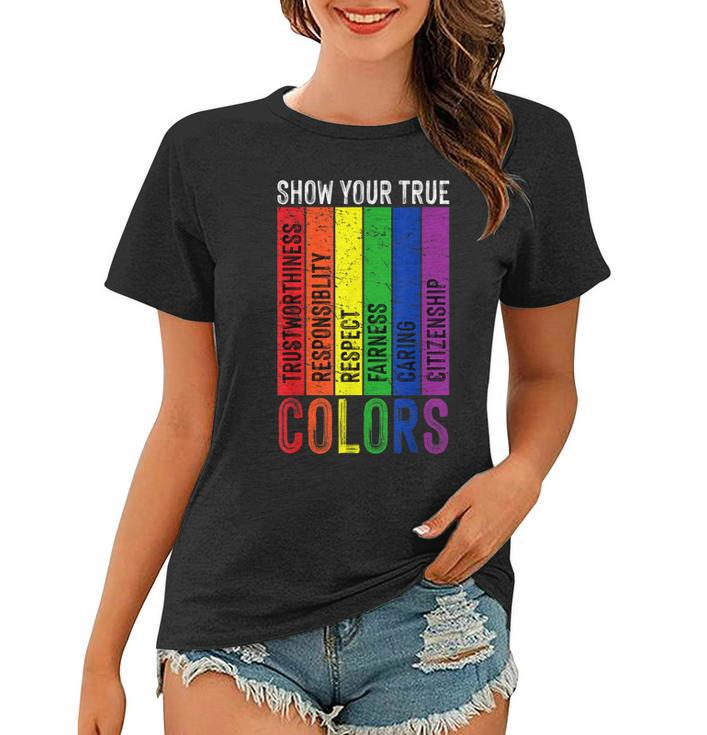 True Colors Gay Rainbow Pride Flag Lgtbq Cool Lgbt Ally Gift  Women T-shirt