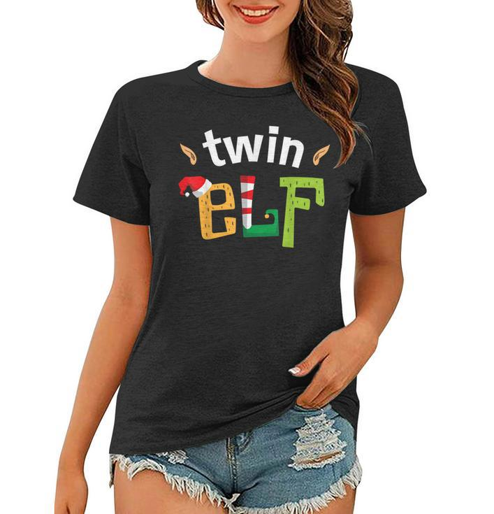 Twin Elf Brother Sister Elves Squad Matching Family Gift Women T-shirt