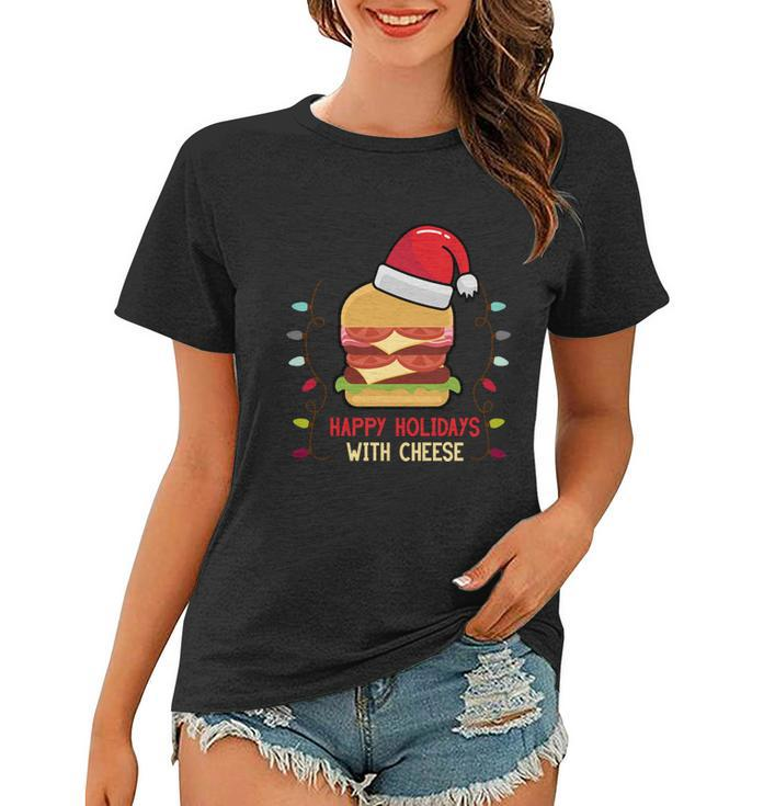 Ugly Christmas Sweater Burger Happy Holidays With Cheese V19 Women T-shirt