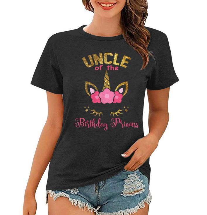 Uncle Of The Birthday Princess Floral Unicorn Women T-shirt