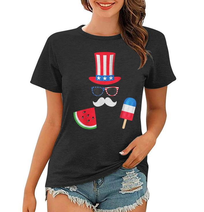 Uncle Sam Costume Watermelon Ice Cream 4Th Of July Women T-shirt