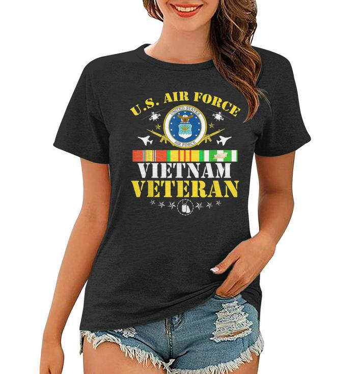 Us Air Force Vietnam Veteran Usa Flag Vietnam Vet Flag  Women T-shirt