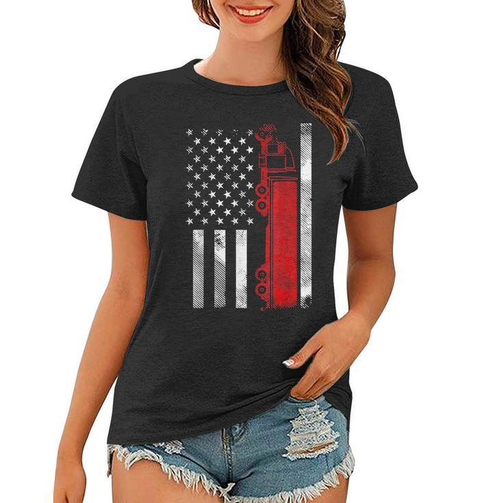 Us American Flag Semi Truck Driver 18 Wheeler Trucker Gifts  Women T-shirt