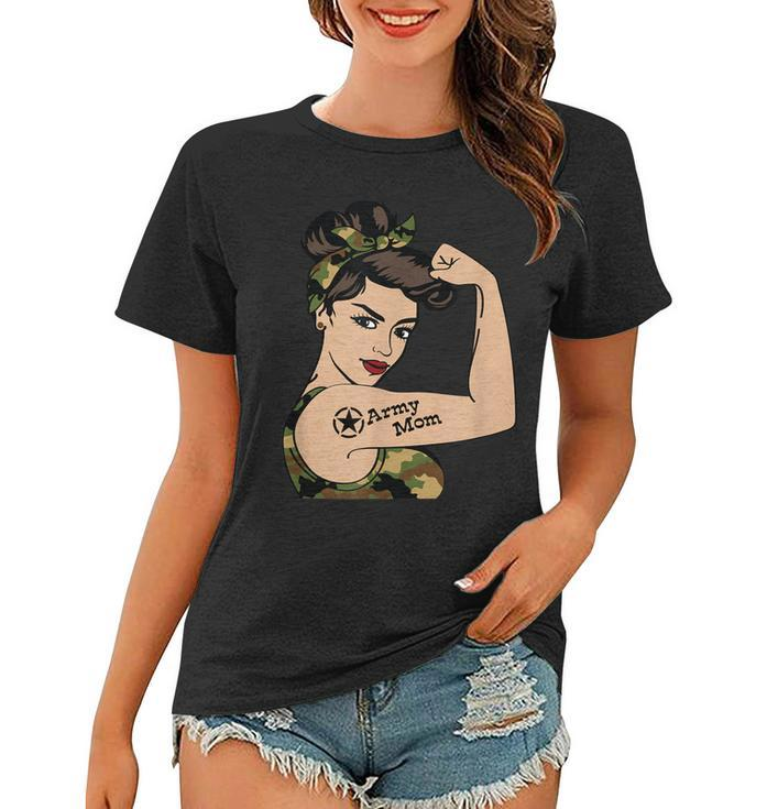 Us Army Mom Strong Mother Retro Camo Woman Parent Gift  Women T-shirt