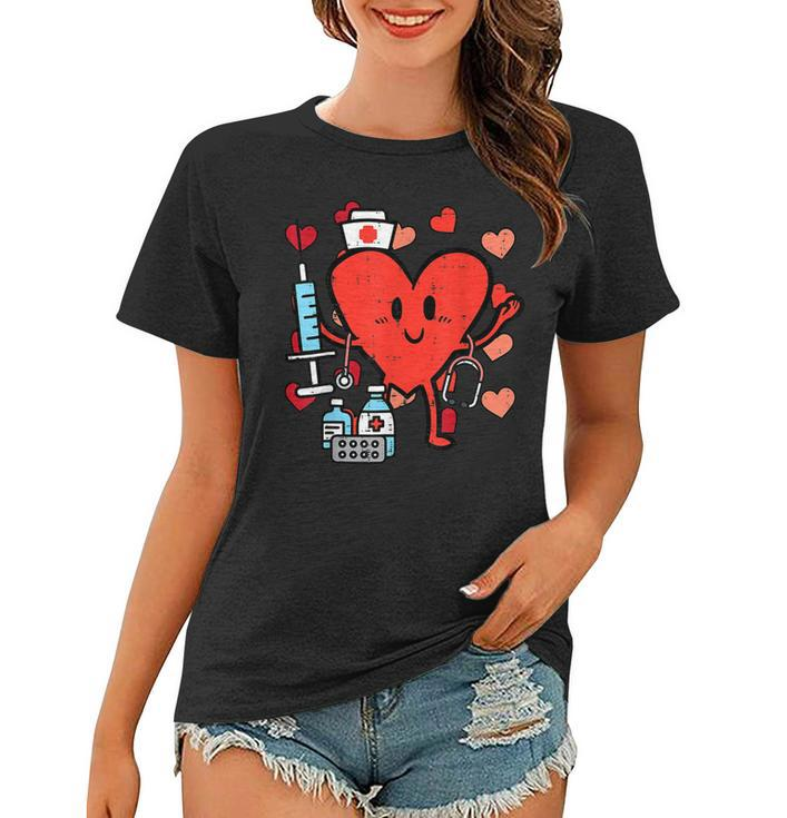 Valentines Day Nurse Heart Funny Nursing Scrub Top Rn Women  Women T-shirt