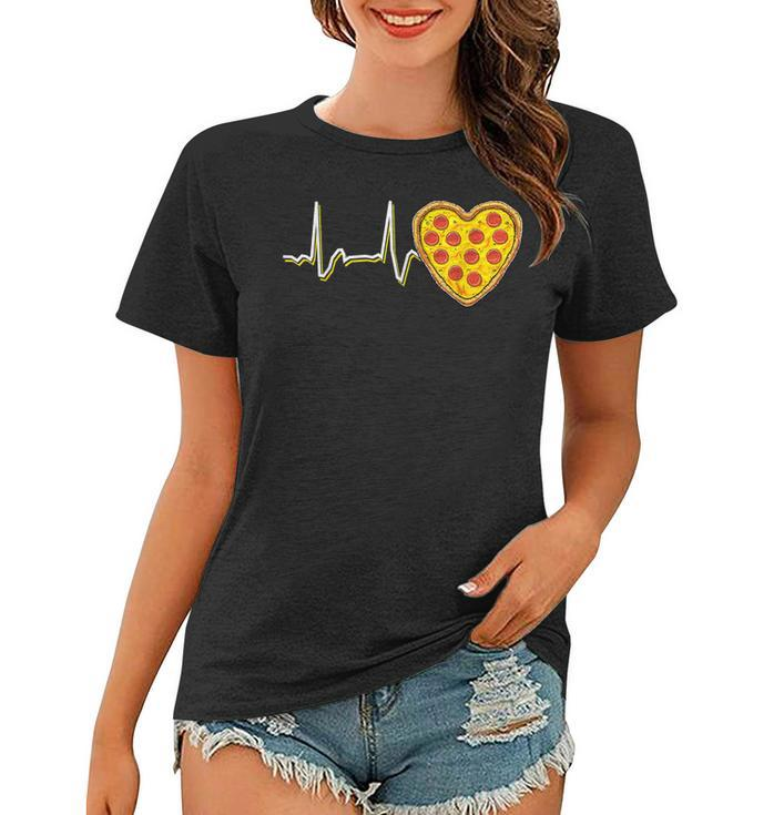 Valentines Day Pizza Heart Beat Heart Funny Pizza Lovers  Women T-shirt