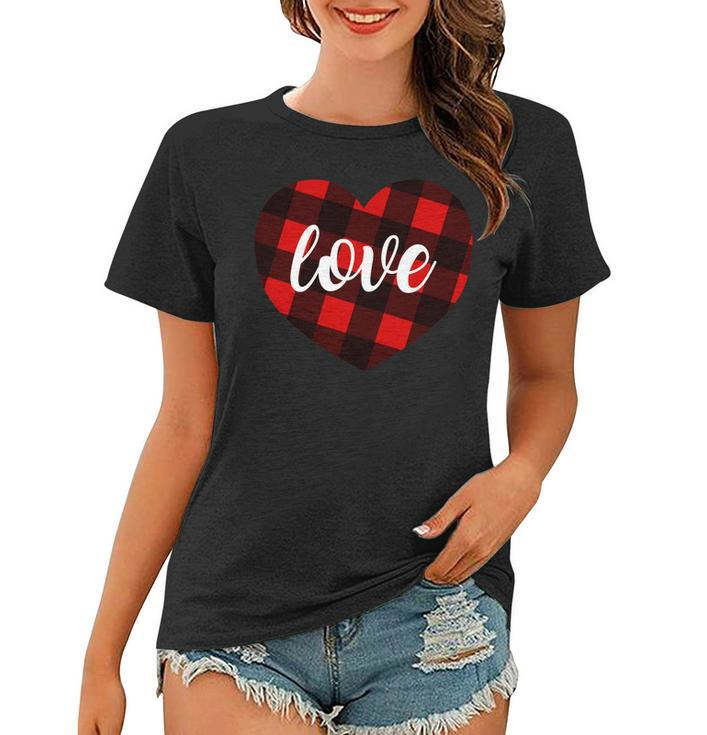 Valentines Days Buffalo Plaid Heart Tee - Men Women T-Shirt Women T-shirt