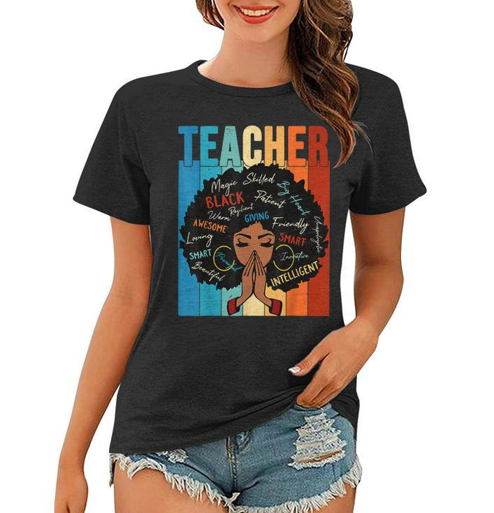 Vintage Afro Black History Month African American Teacher  V4 Women T-shirt