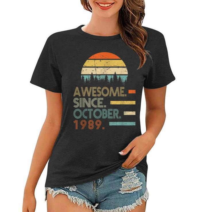 Vintage Awesome Since October 1989 Shirt 30Th Birthday Gift  Women T-shirt