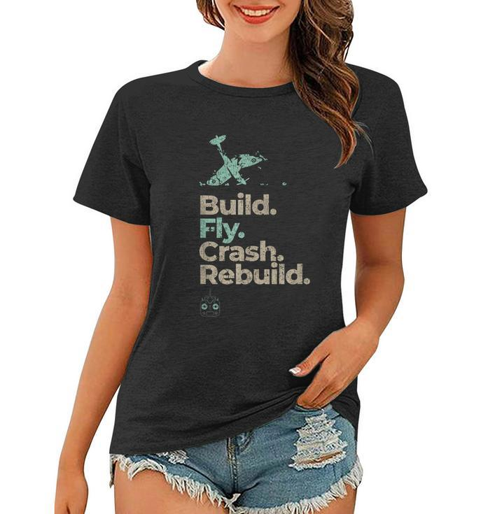 Vintage Rc Plane Build Fly Crash Rebuild Airplane Women T-shirt