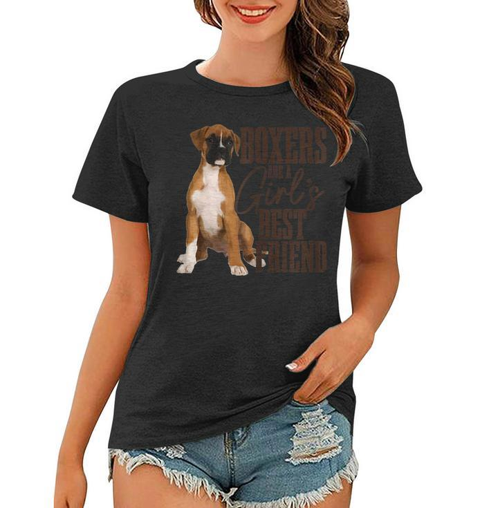 Womens Boxers Are A Girls Best Friend Funny Dog Boxer Mom  Women T-shirt