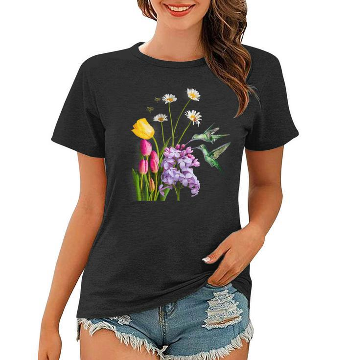 Womens Cute Hummingbird Gift Womens  - Hummingbirds Flowers Bees  Women T-shirt