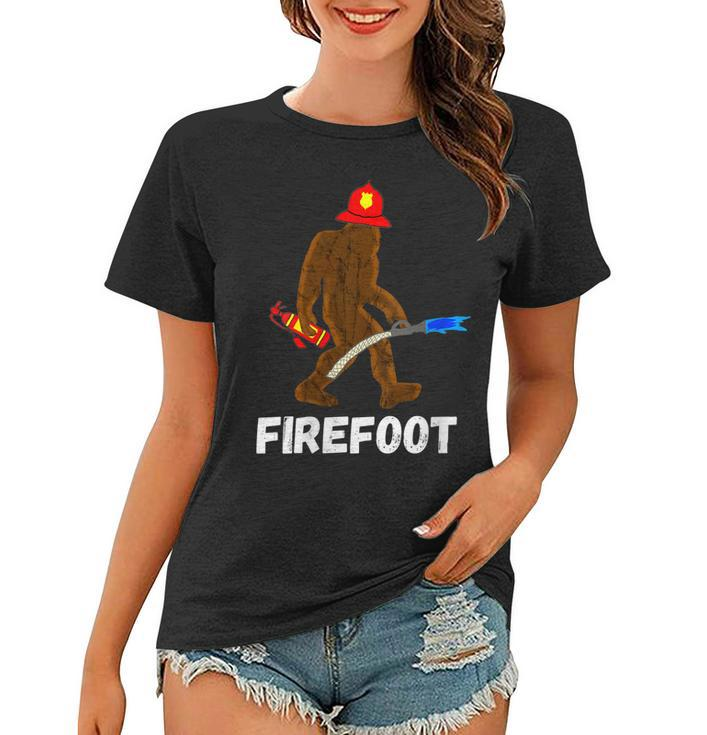Womens Fire Fighter Bigfoot Fireman Funny Sasquatch Firefighter  Women T-shirt