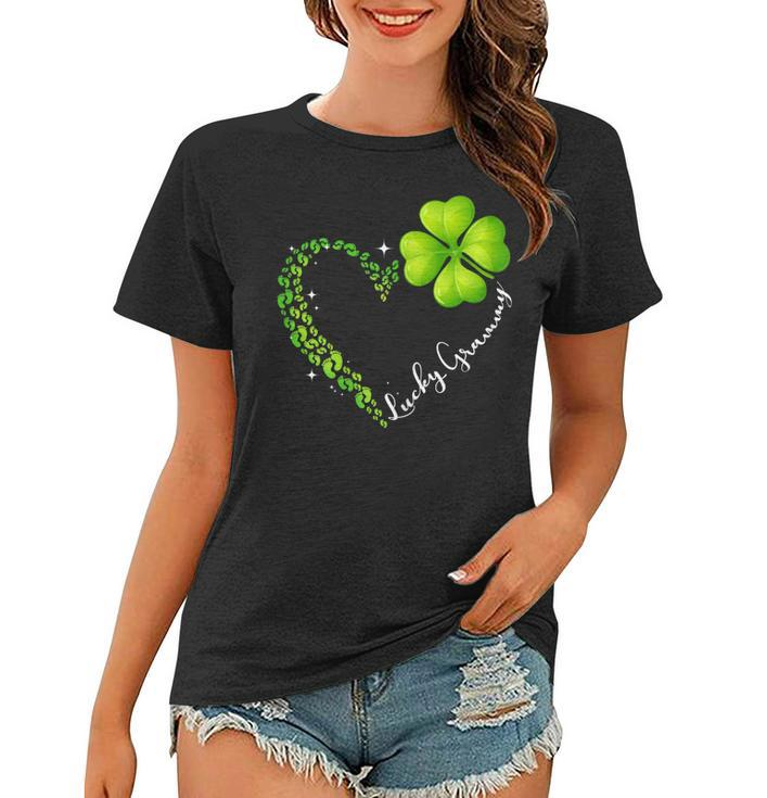 Womens Funny St Patricks Day Gift For Women - Lucky Grammy Heart  Women T-shirt