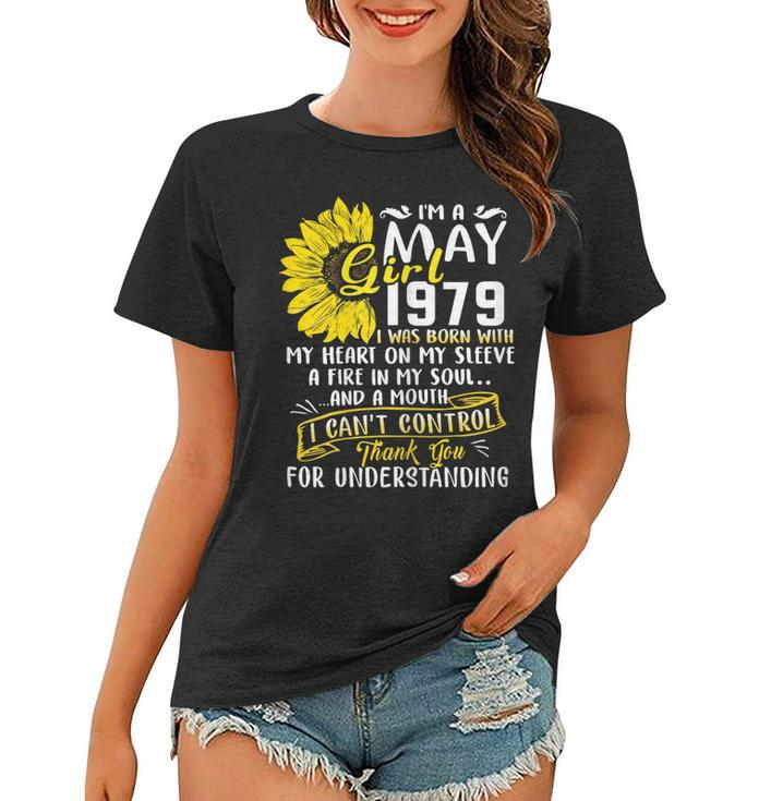 Womens Im A May Girl 1979 Sunflower  40Th Birthday Gift Women T-shirt