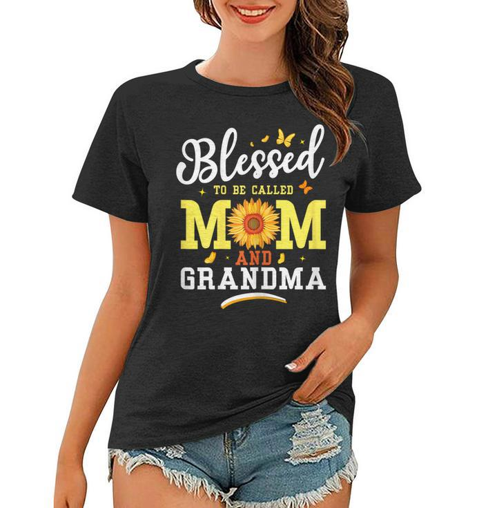 Womens Mothers Day Blessed To Be Called Mom Grandma Flower Funny  Women T-shirt