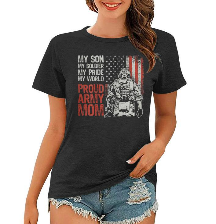 Womens My Son My Soldier Hero Proud Army Mom Us Military Mother  Women T-shirt
