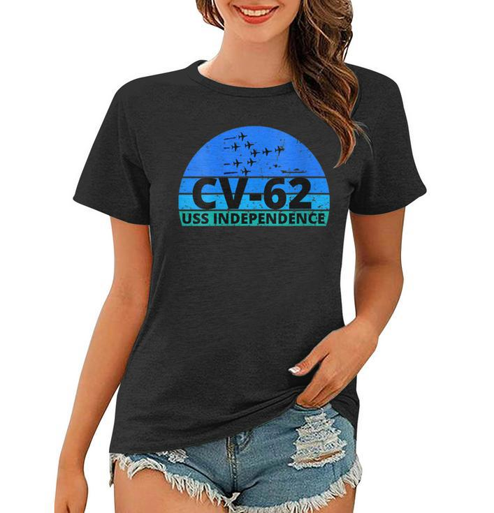 Womens Ocean Blue Navy Aircraft Carrier Cv-62 Uss Independence  Women T-shirt