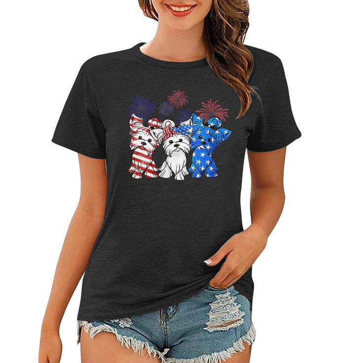 Womens Patriotic Yorkie Dog Yorkshire Terrier 4Th Of July Usa Flag  Women T-shirt