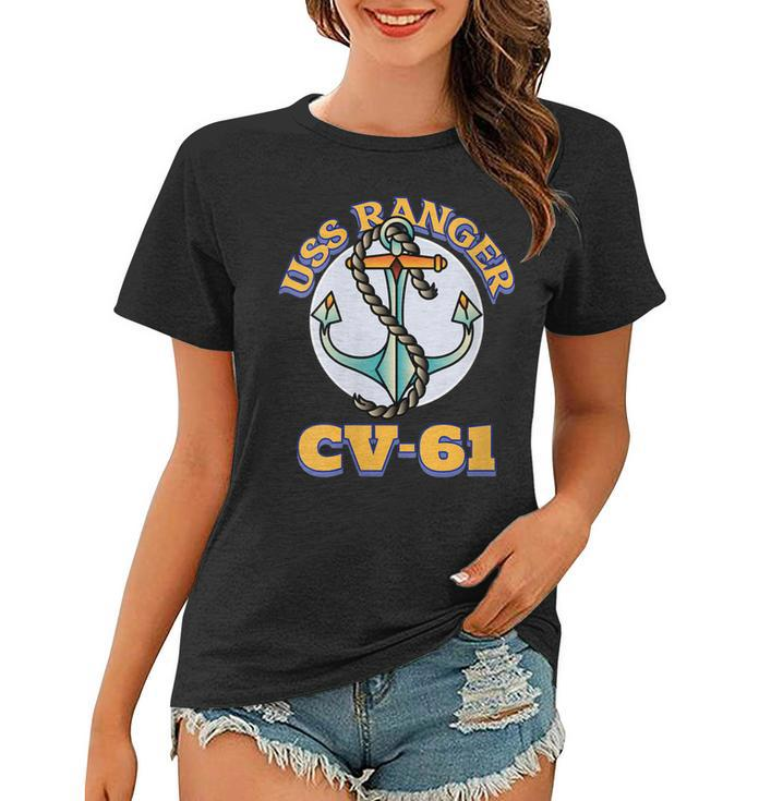Womens Vintage Anchor Navy Aircraft Carrier Uss Ranger  Women T-shirt