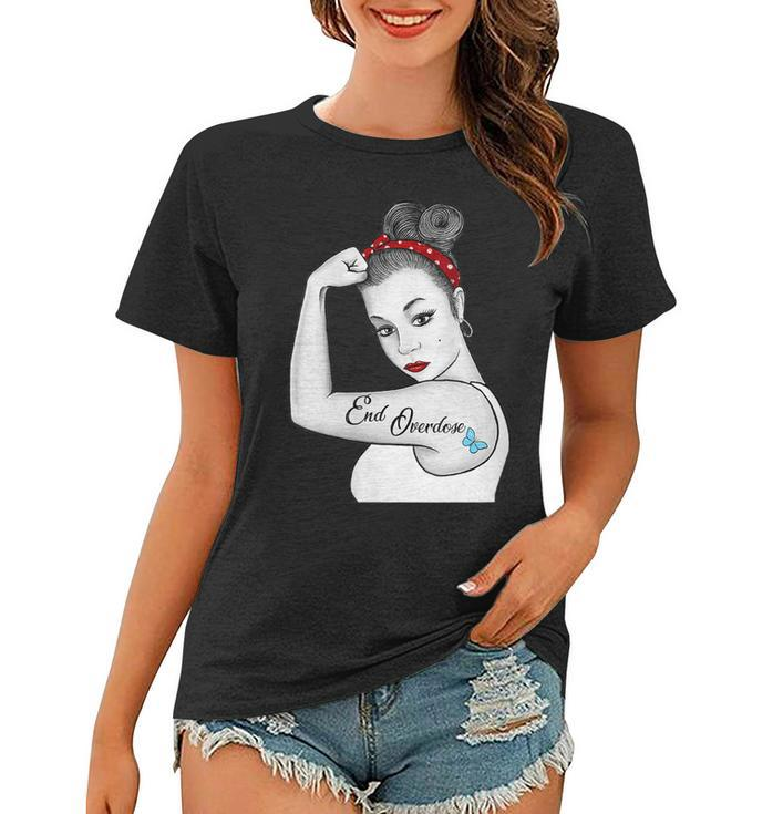 Womens Vintage End Overdose Pinup Girl Tattoo Butterfly  Women T-shirt