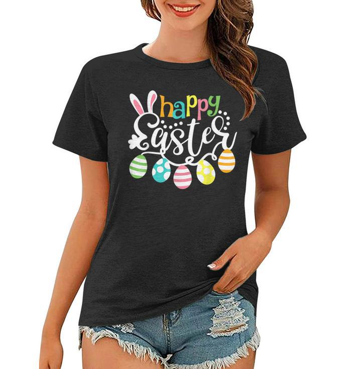 Womens Womens Happy Easter Day Egg Basket Rabbit Riding  Women T-shirt