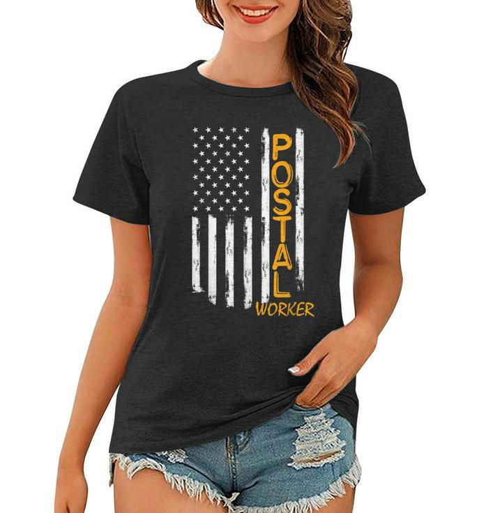 Worker American Distressed Flag Us Postal Service Women T-shirt