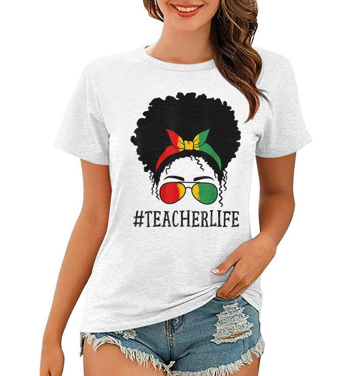 Art Teacher African Women Messy Bun Black History Month  Women T-shirt