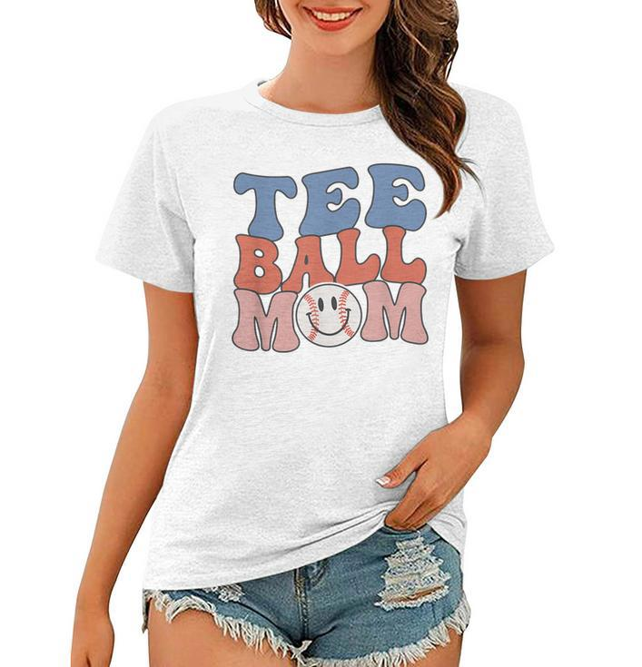  Ball Mom Groovy Tball Mama Mothers Day Baseball  Women T-shirt