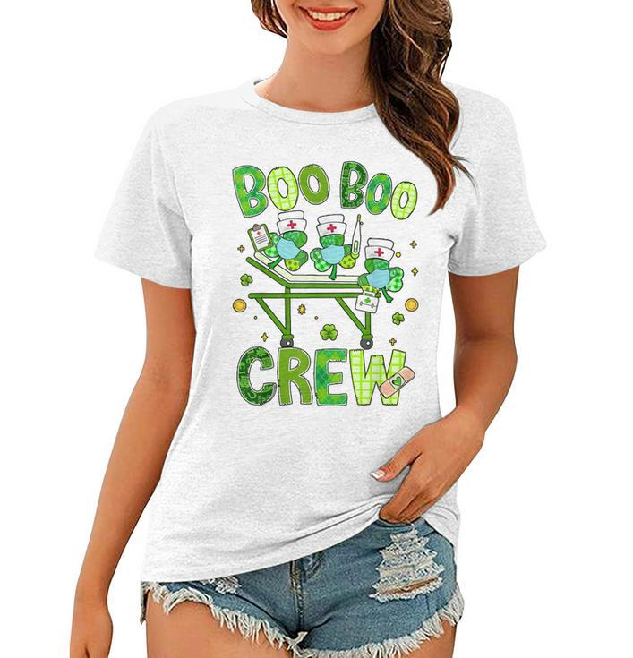 Boo Boo Crew Nurse St Patricks Day Shamrock Face Mask Nurse  Women T-shirt
