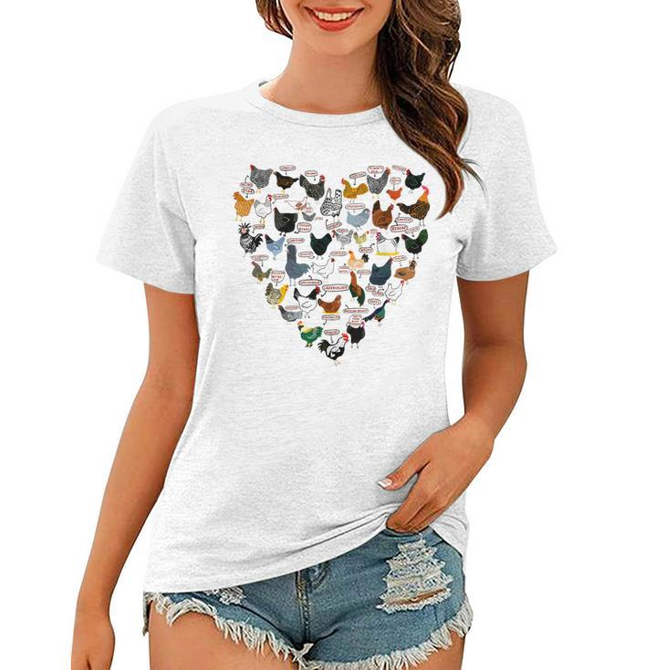 Chicken Heart Shape Country Farm Style Chicken Lover Gift  Women T-shirt