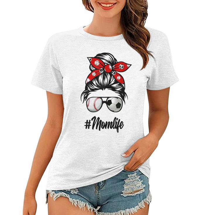 Classy Mom Life Soccer Messy Bun Baseball For Mothers Day  Women T-shirt
