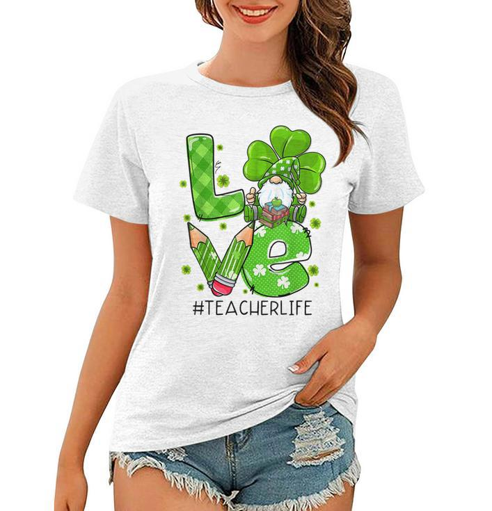 Cute Irish Gnome Love Teacher Shamrock St Patricks Day  Women T-shirt