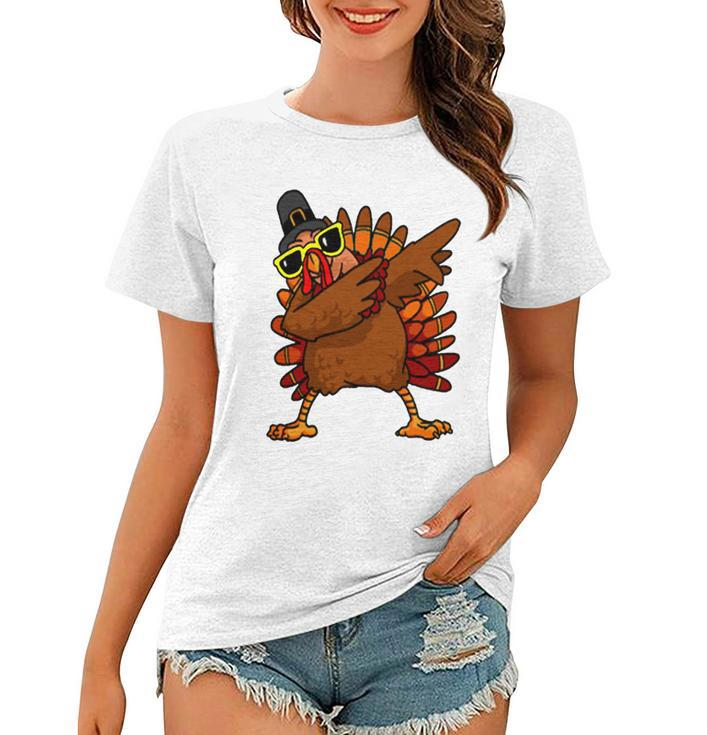 Dabbing Turkey Thanksgiving Funny Cute Women T-shirt