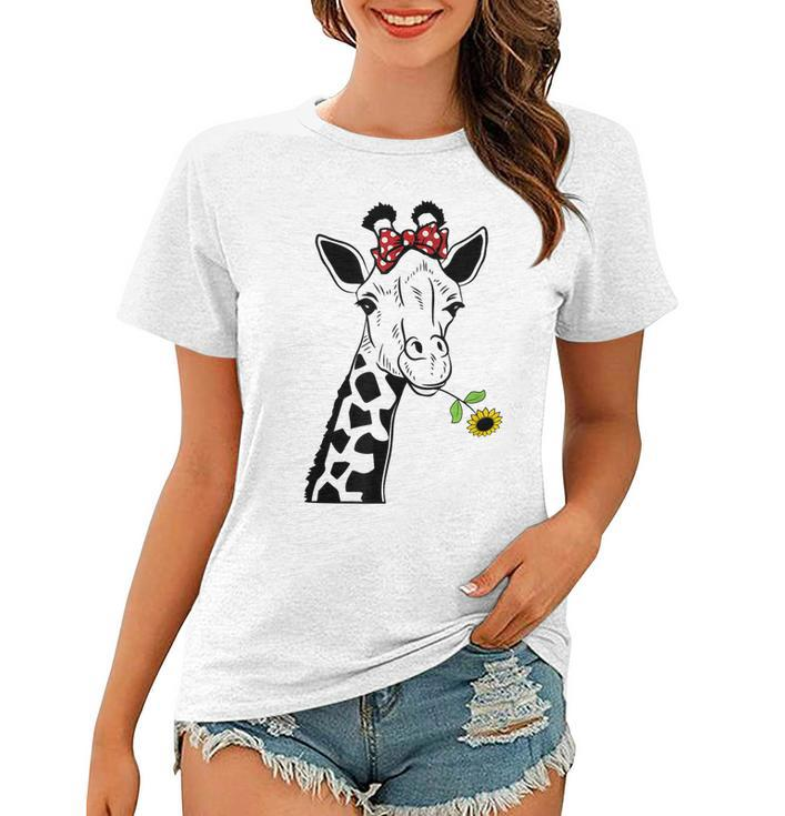 Giraffe With Sunflower  Women T-shirt