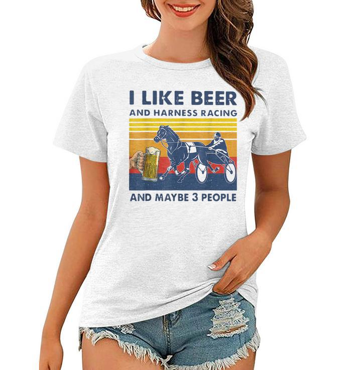 I Like Beer And Harness Racing Horse Vintage Retro Gifts Women T-shirt