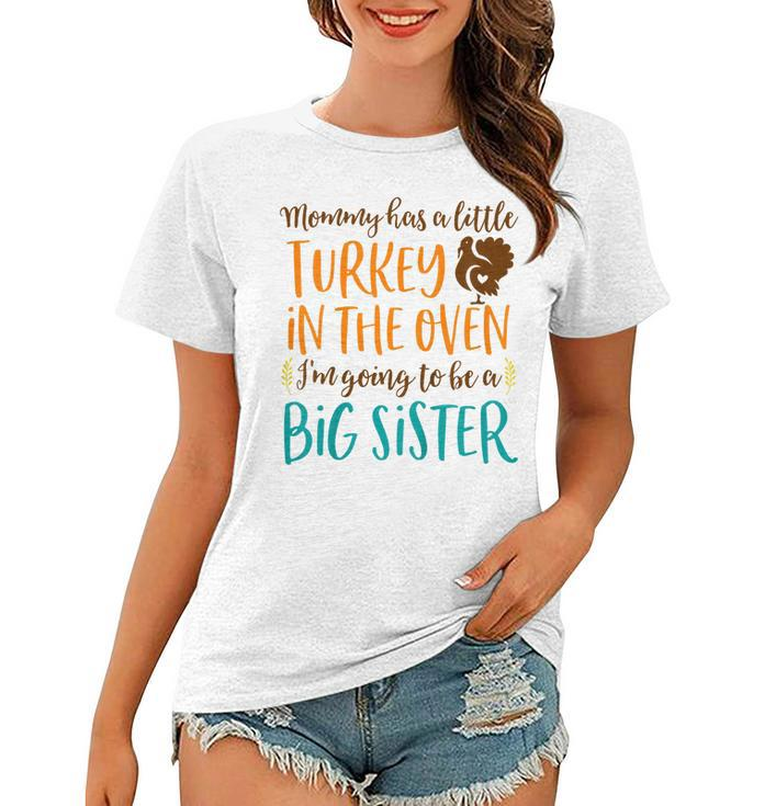 Kids Big Sister Thanksgiving Pregnancy Announcement  Fall Women T-shirt