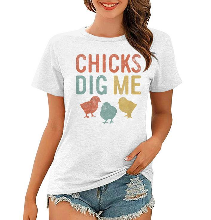 Kids Easter Chicks Dig Me Retro Vintage Chickens Spring Gift  Women T-shirt