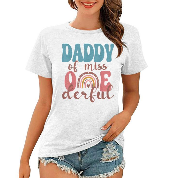 Mens Daddy Of Little Miss Onederful  1St Bday Boho Rainbow  Women T-shirt
