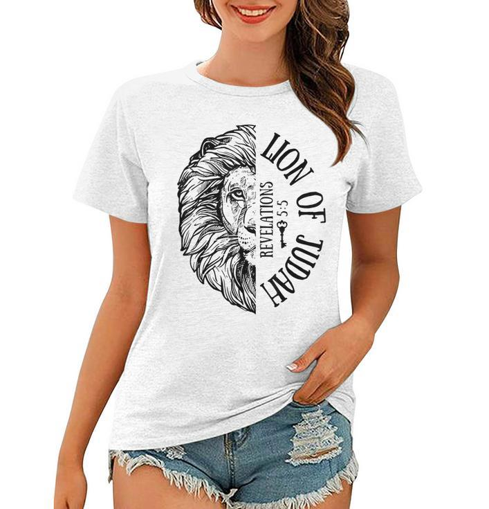 Mens Womens Christian Jesus Lion Of Tribe Judah Cross  Women T-shirt