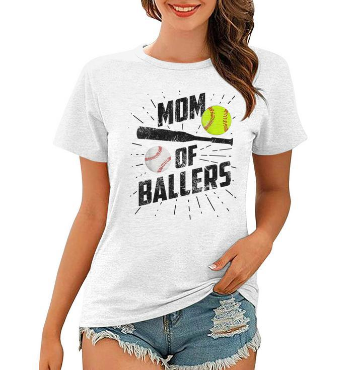 Mom Of Ballers Funny Baseball Softball Game Mothers Day Gift  Women T-shirt
