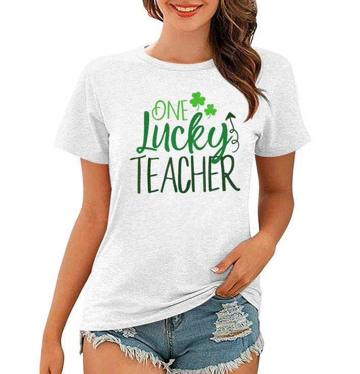 One Lucky Teacher Cute Educator St Patricks Day Shamrock  Women T-shirt