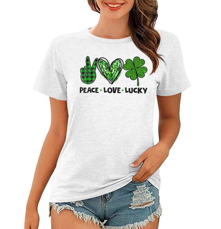 Peace Love Luck Lucky Clover Shamrock St Patricks Day  Women T-shirt